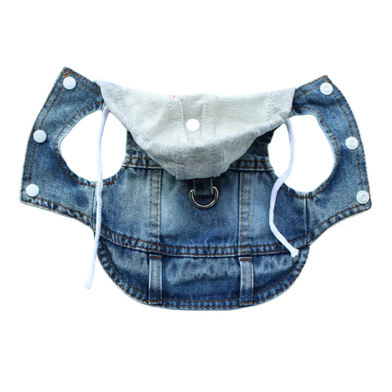 Cool Dog Jean Jacket Vest with D-Ring Hoodie