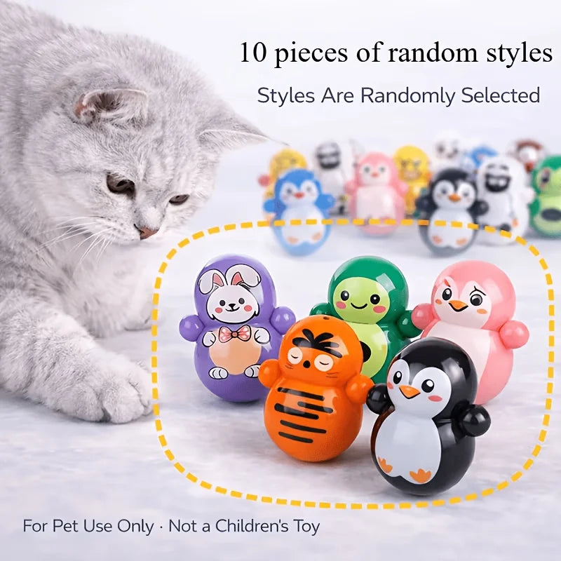 10pcs Cat Rolling Toy for Indoor Use. No Batteries Required. Random Designs. Lightweight Cat Puzzle Toy.