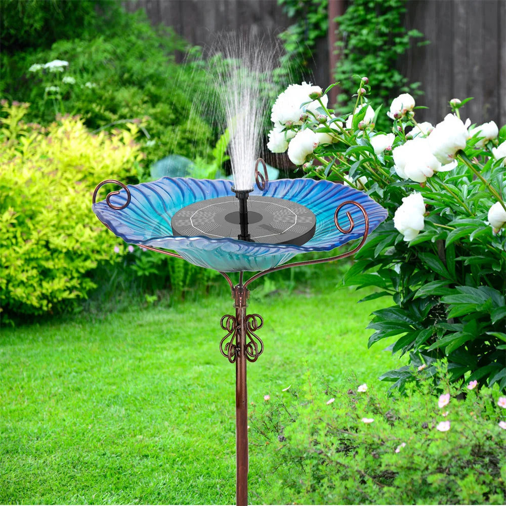 Large Flower-Shaped Glass Bird Bath and Spa