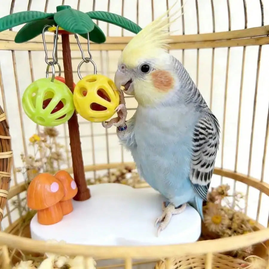 Cloud Palm Tree Shape Bird Perch With Bell