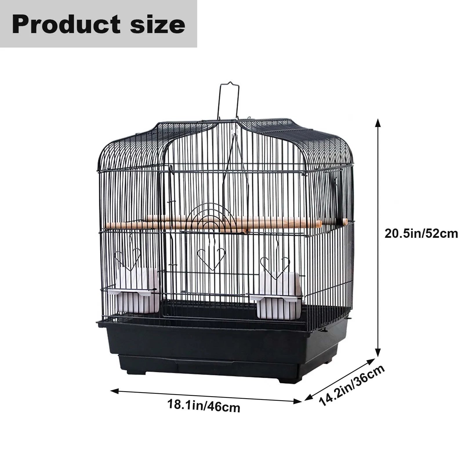 Small Bird Travel Carrier Cage With Handl,e Standing Pole, Food Container ,Swing