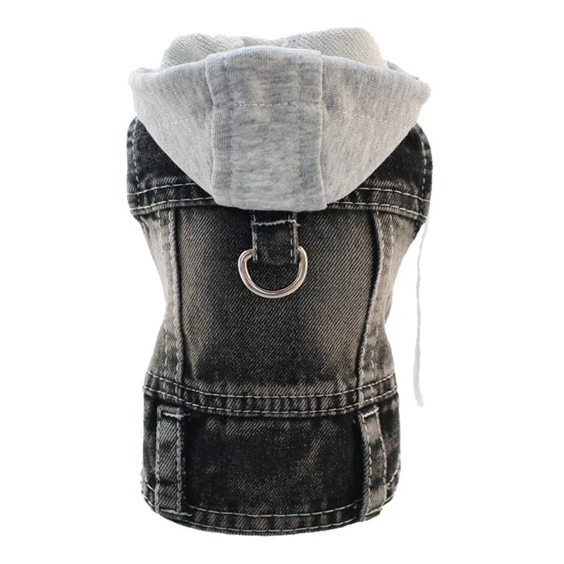 Cool Dog Jean Jacket Vest with D-Ring Hoodie