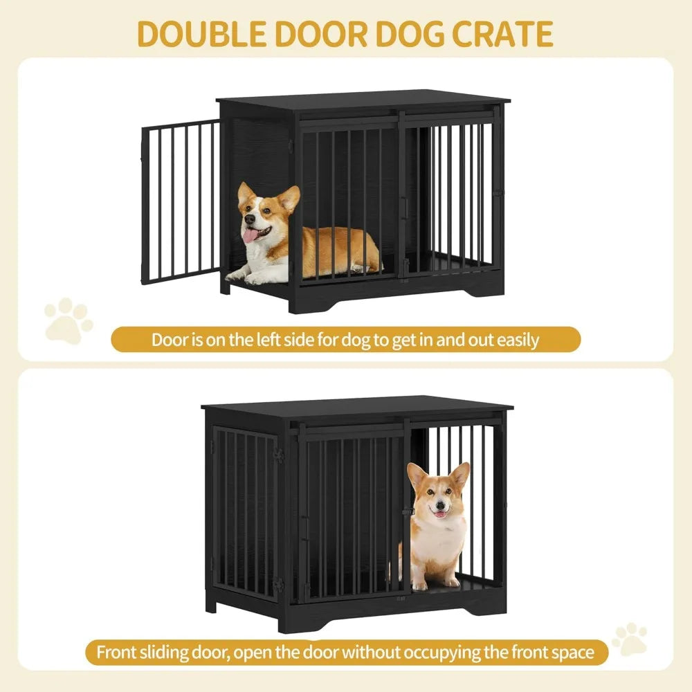 Heavy Duty Indoor Wooden Dog Kennel with 2 Doors