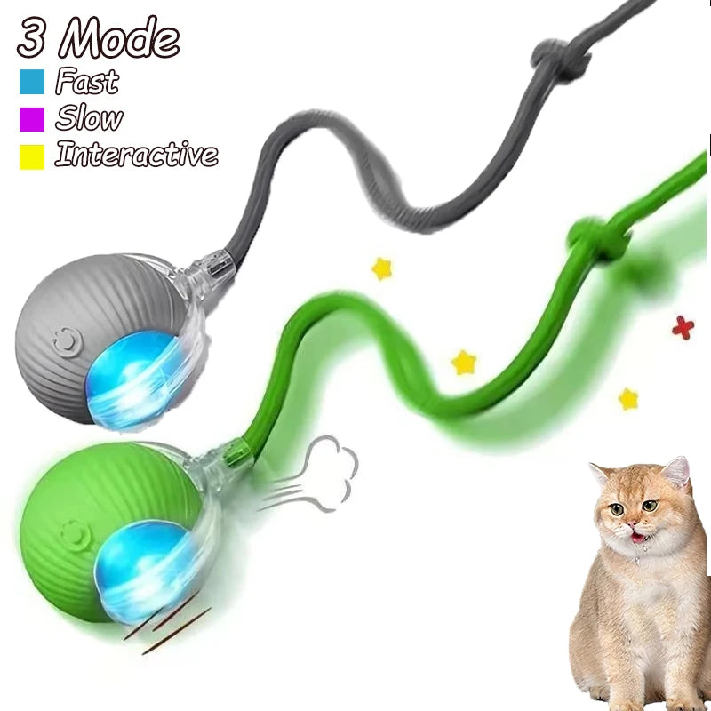 2Pcs Cat Interactive Automatic Rolling Ball w/ Tail, Rechargeable