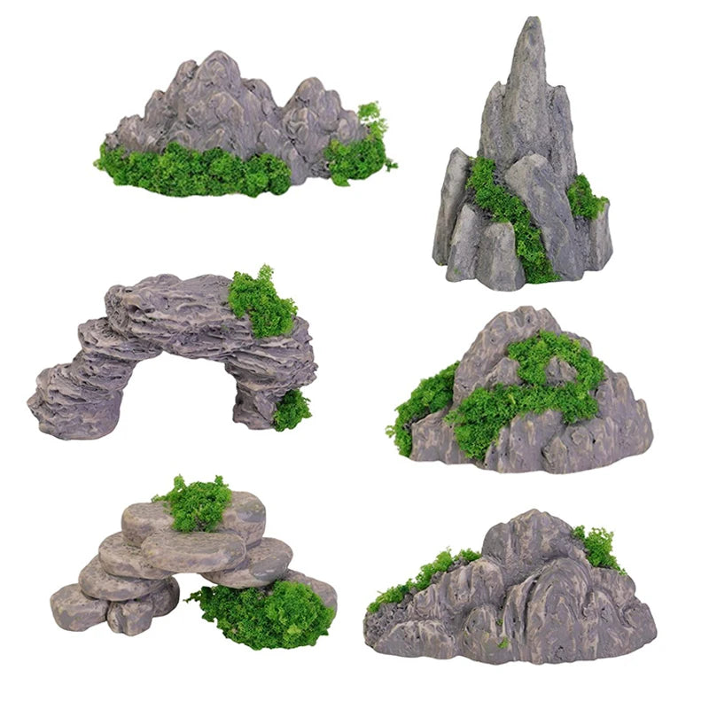 Miniature Mountain Fake Stone Resin Rockery for Fish Tank