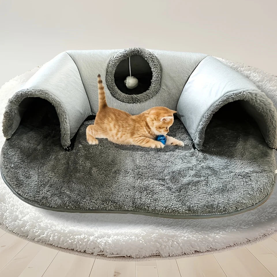 3-in-1 Cat Tunnel Bed with Non-Slip Bottom