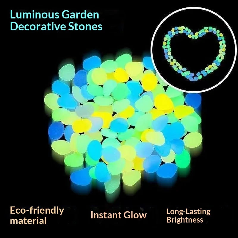 100Pcs Glow in The Dark Garden Pebbles for Fish Tank Aquarium