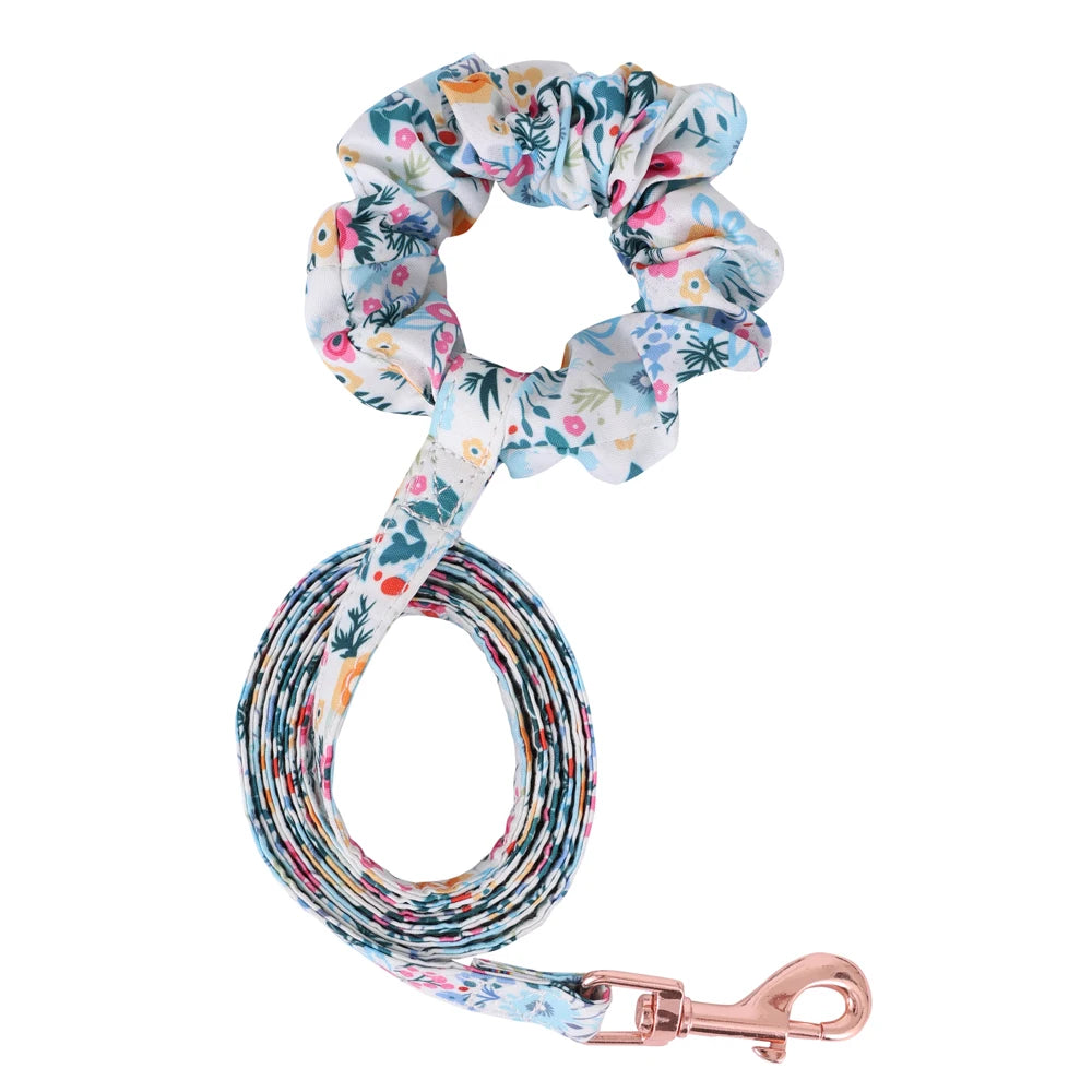 Breathable Reflective Pet Harness Leash Set with Adjustable Floral Chest Strap