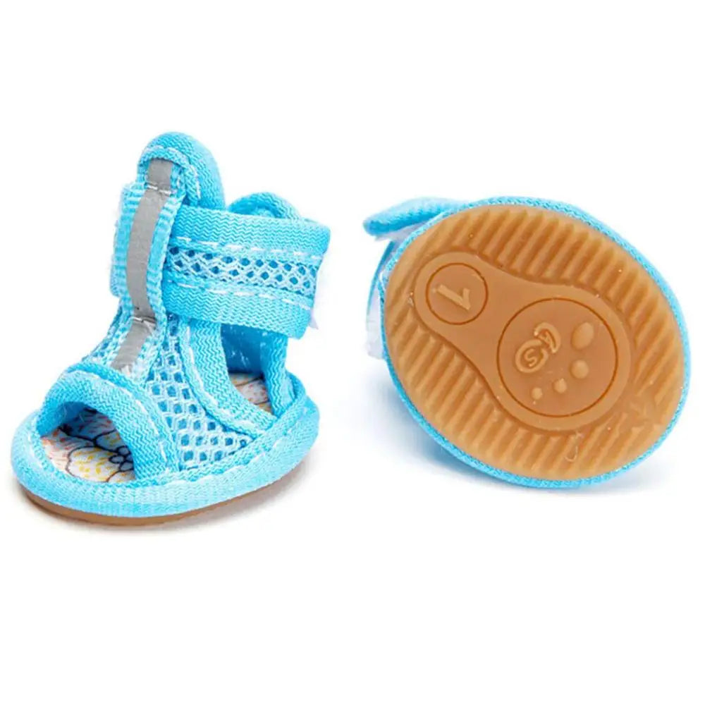 4pcs/pack Anti-slip Outdoor Puppy Shoes with Reflective Strap