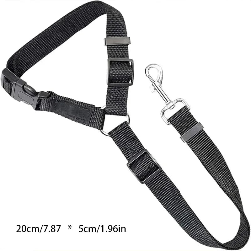 Adjustable 2-in-1 Pet Car Seat Belt Leash Nylon Dog Cat Safety Harness for Travel 20cm