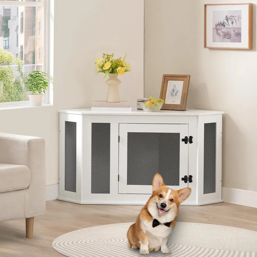 Decorative Corner Wooden Pet Kennel and End Table