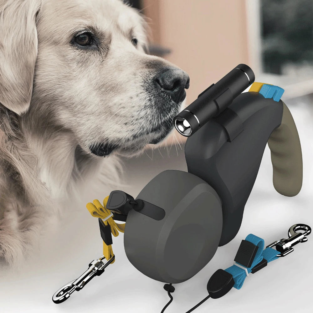 Retractable Adjustable Double Leash with Light