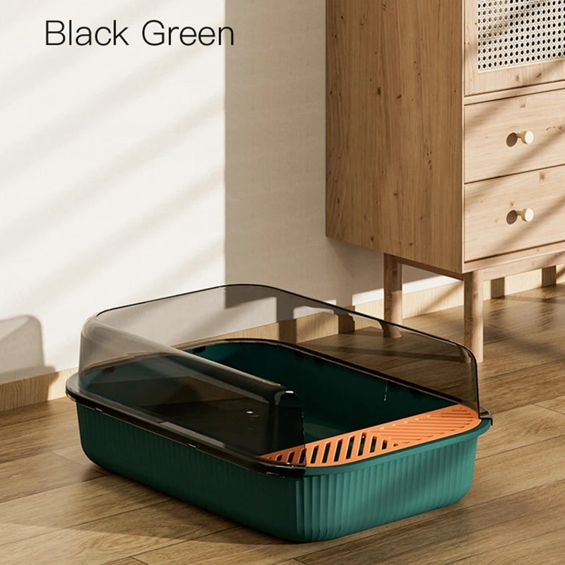 Semi-Enclosed Large Splashproof Litter Box