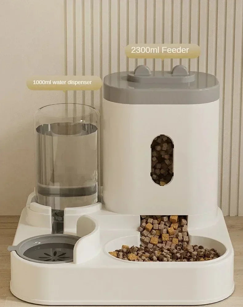 Large Capacity Automatic Feeder Pet Food Bowl With Water Fountain