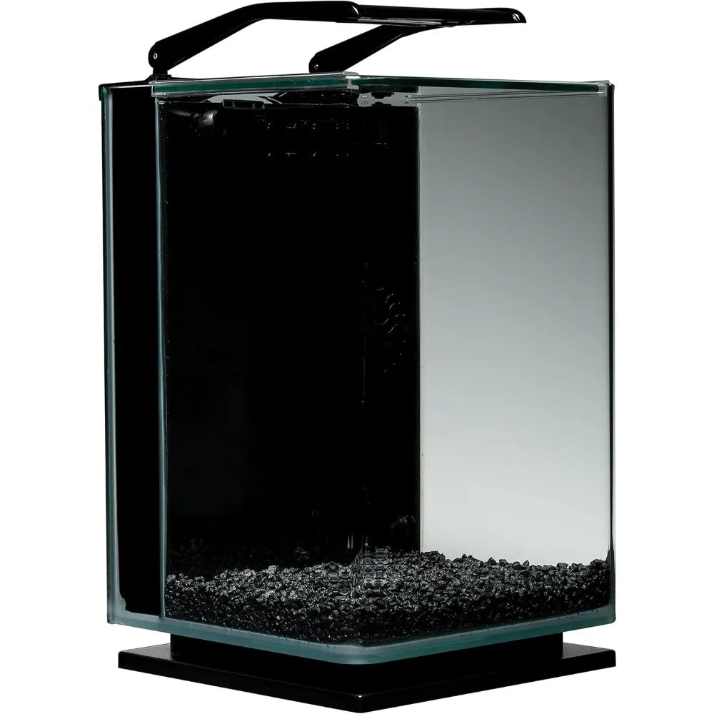 5 gallon black led-illuminated glass aquarium with stealth filtration system