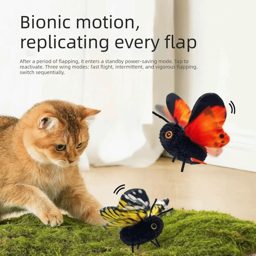 Rechargeable Automatic Cat Toy Multiple Modes Simulation Butterfly Cat Teaser Hanging Elastic String Washable Feline Toy