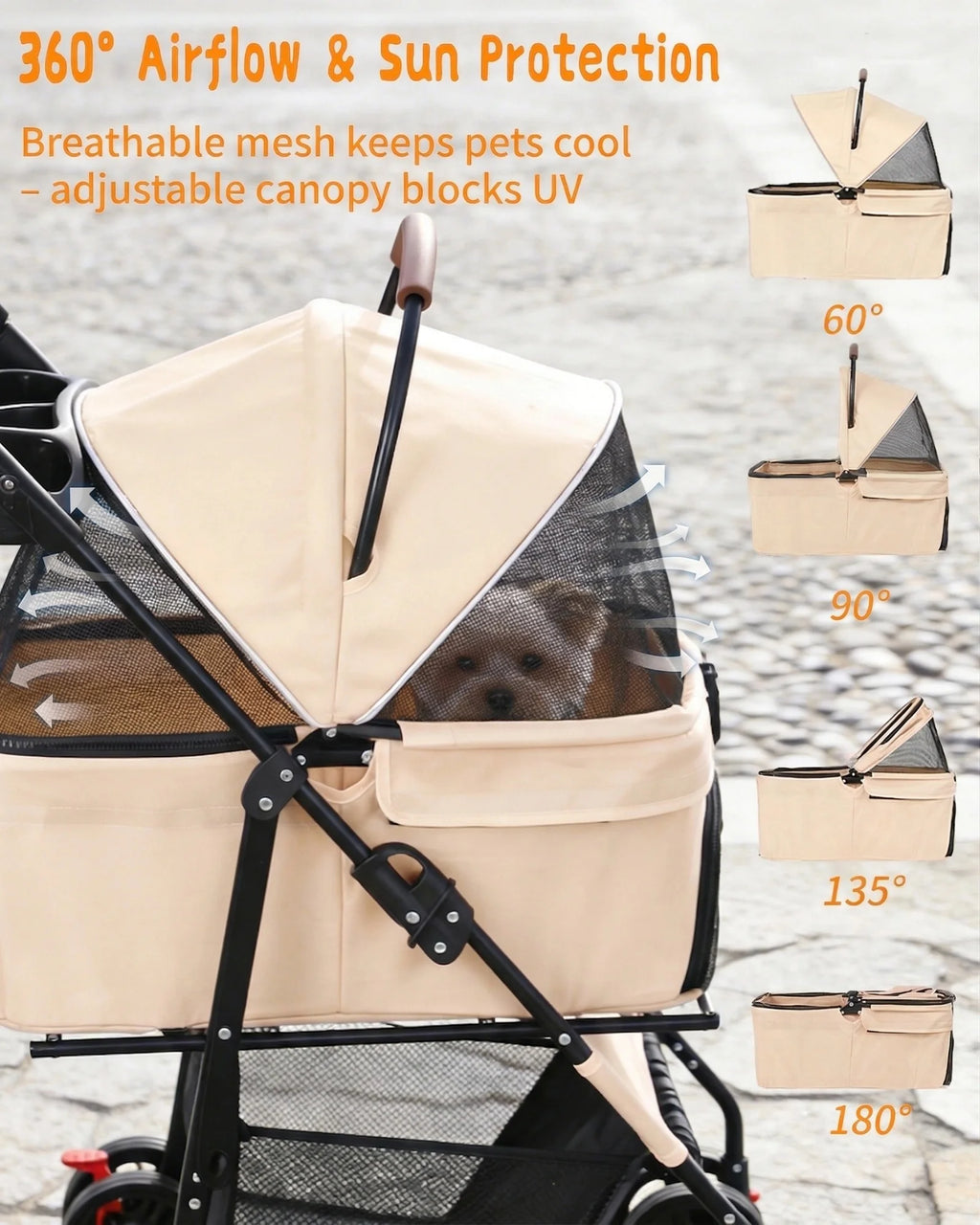 2-in-1Pet Foldable Lightweight Stroller for Small Dogs Cats