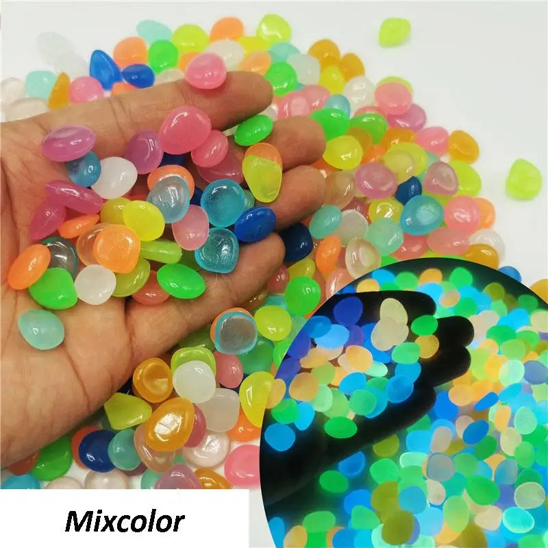 100Pcs Glow in The Dark Garden Pebbles for Fish Tank Aquarium