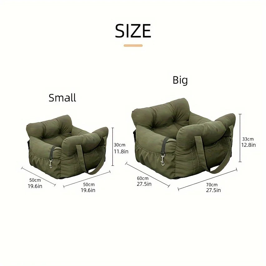 Non-Slip Pet Car Seat with Safety Belt, Washable Travel Carrier with Secure Straps for Safe Car