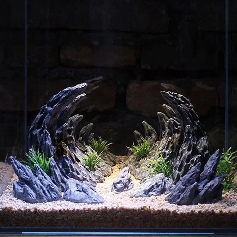 Simulated Canyon Aquarium Decoration Fish Tank, 2pcs