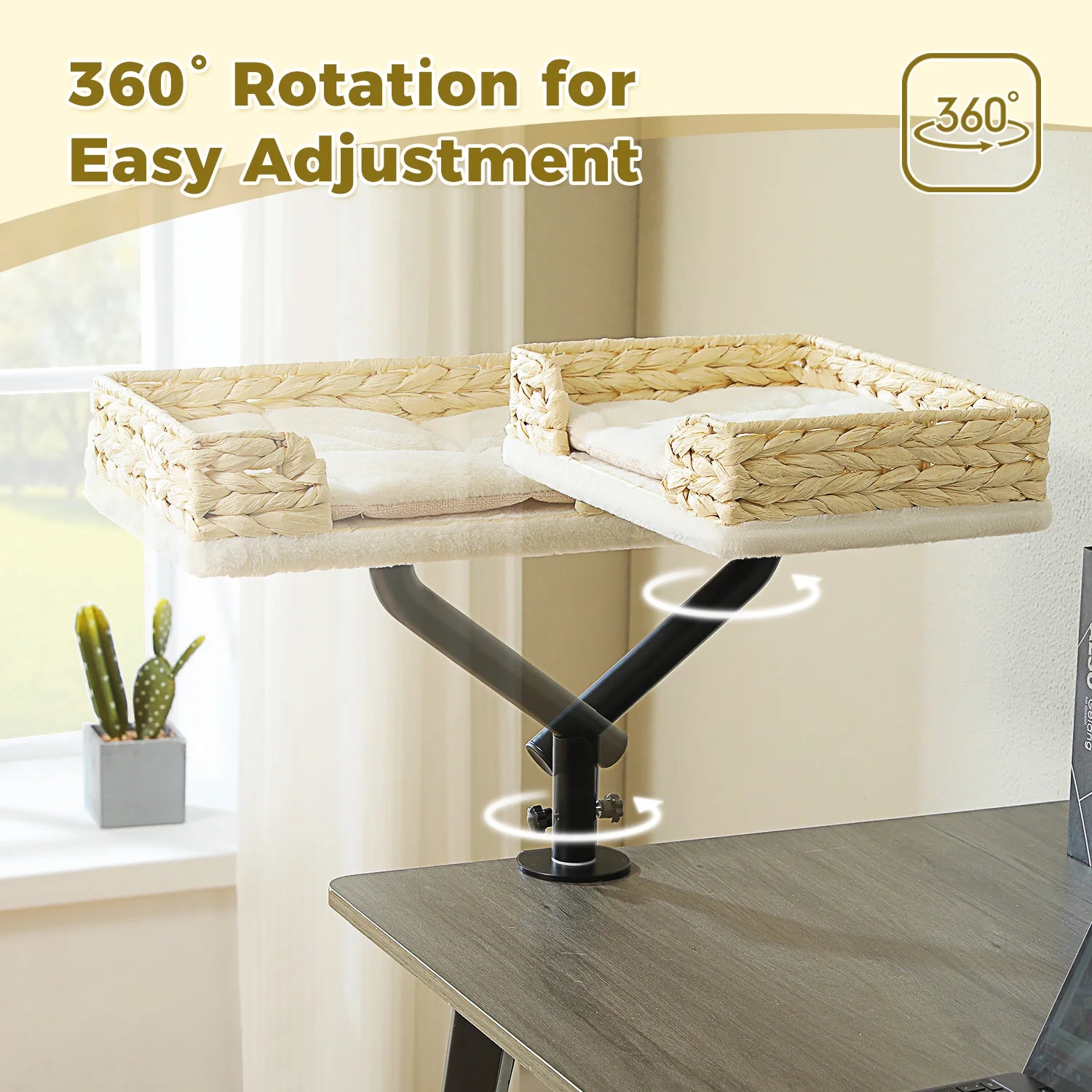 360° Rotatable Cat Bed Desk Stand for Indoor Cats