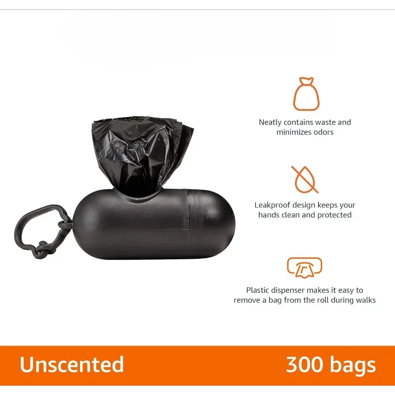 Dog Waste Bags with Dispenser, 300 Count, Guaranteed Leakproof, Unscented