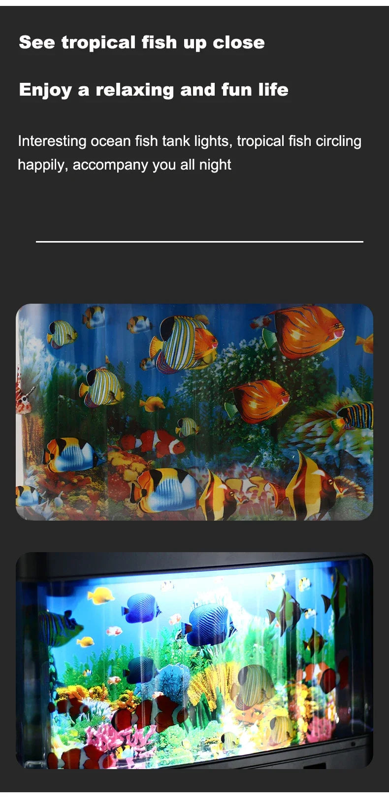 Tropical Fish Tank Lamps Artificial Aquarium Decor Virtual Ocean in Motion Night Light For Children Halloween Christmas Gift Toy