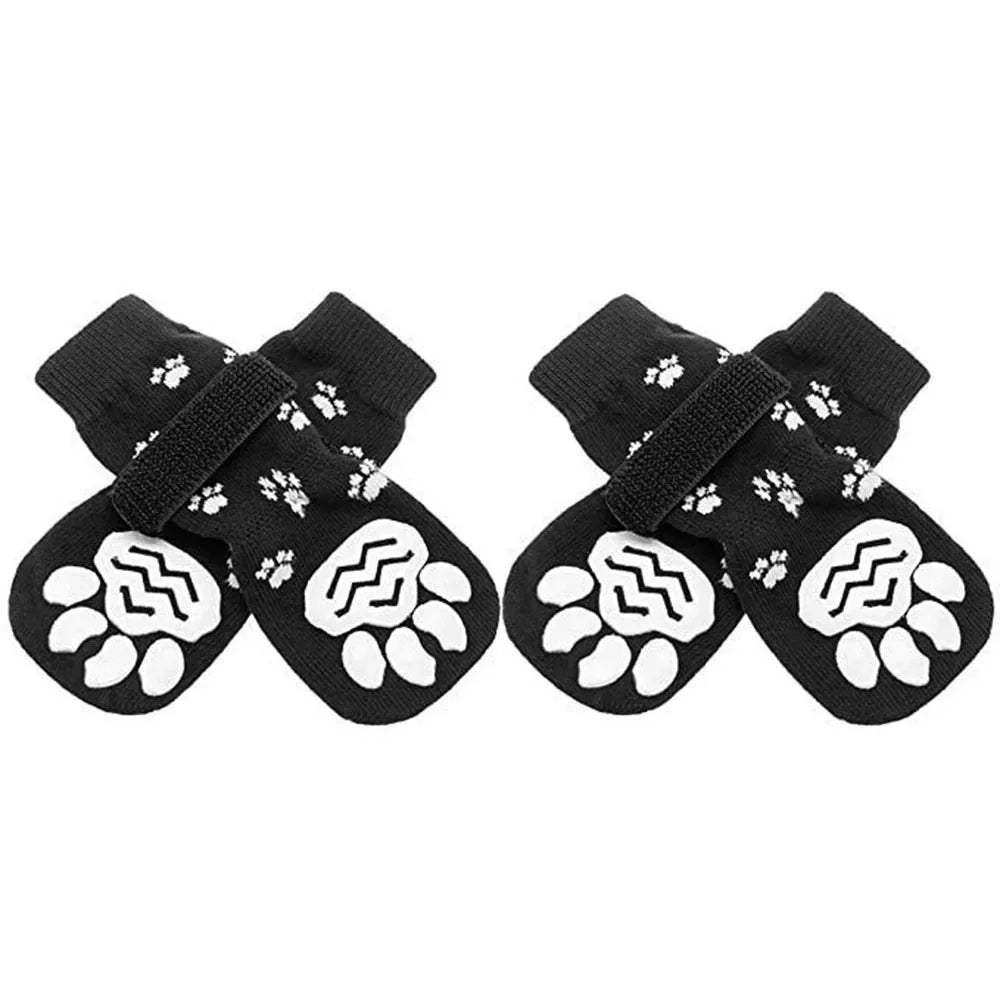 4pcs Anti-Slip Pet Sock,s Paw Protector, Traction Control for Indoor Wear, Knitted with Rubber Reinforcement