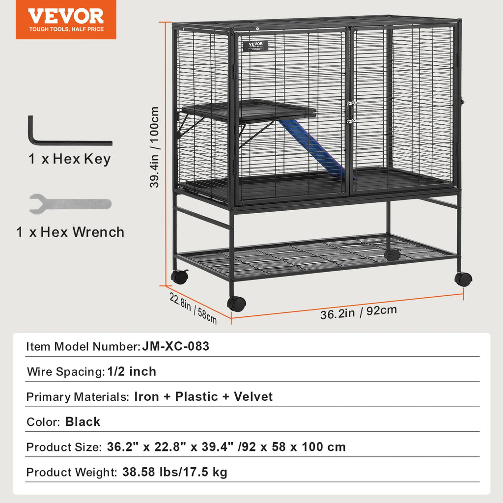 64" Metal Rolling Multi-Level Small Animal Cage