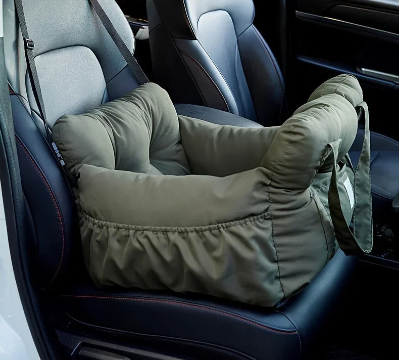 Non-Slip Pet Car Seat with Safety Belt, Washable Travel Carrier with Secure Straps for Safe Car