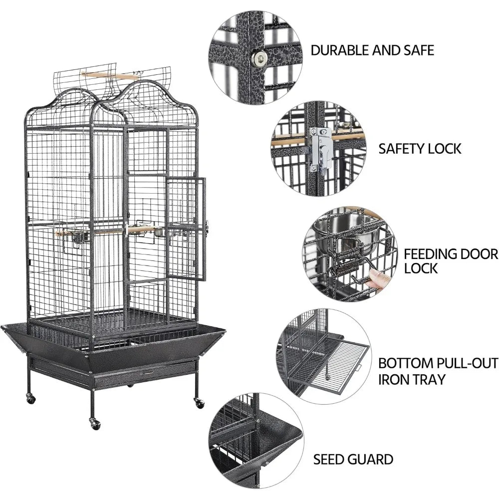 Extra Large Bird Cage with Open Play Top