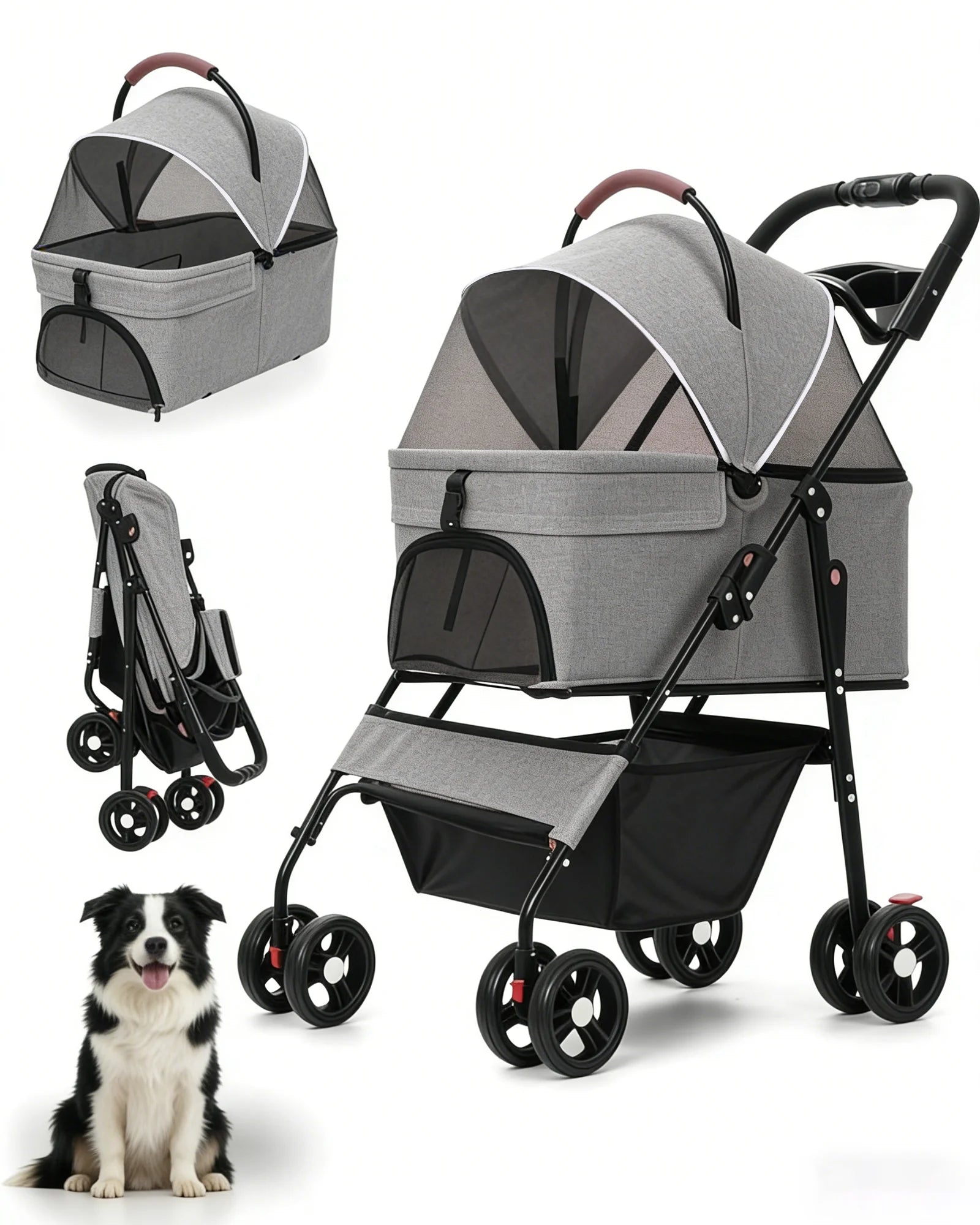 2-in-1Pet Foldable Lightweight Stroller for Small Dogs Cats