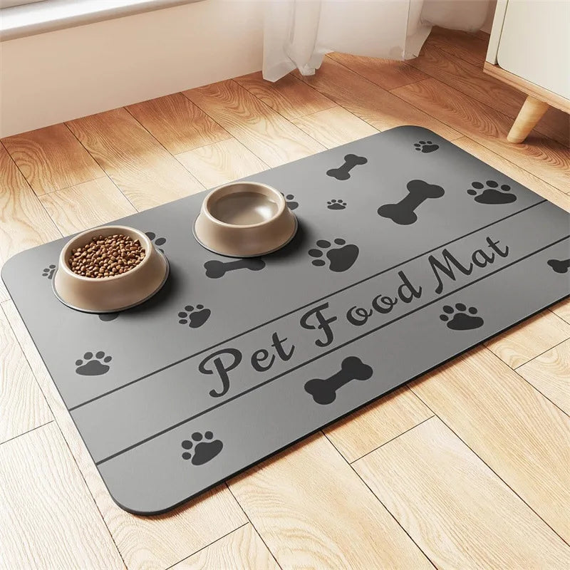 Quick Dry Pet Feeding Placemat With Non-Slip Waterproof Backing