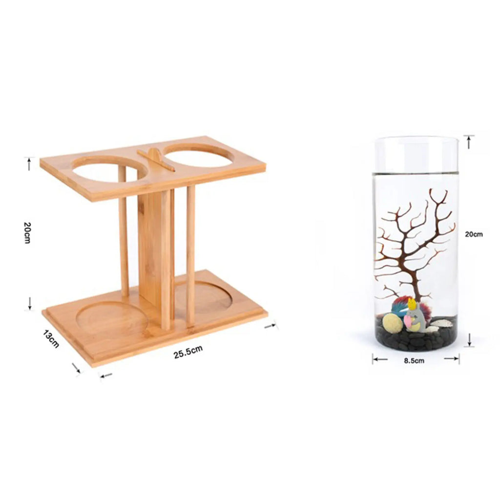 Aquarium Set with LED Light for Desktop Home Office Decoration 2 Tanks