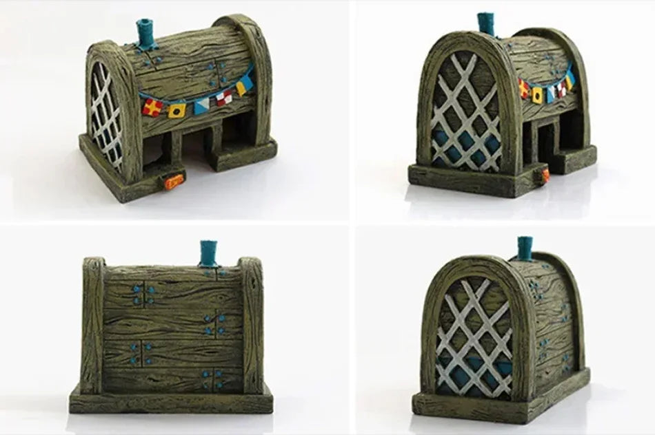 Cute Resin House Aquarium Decorations
