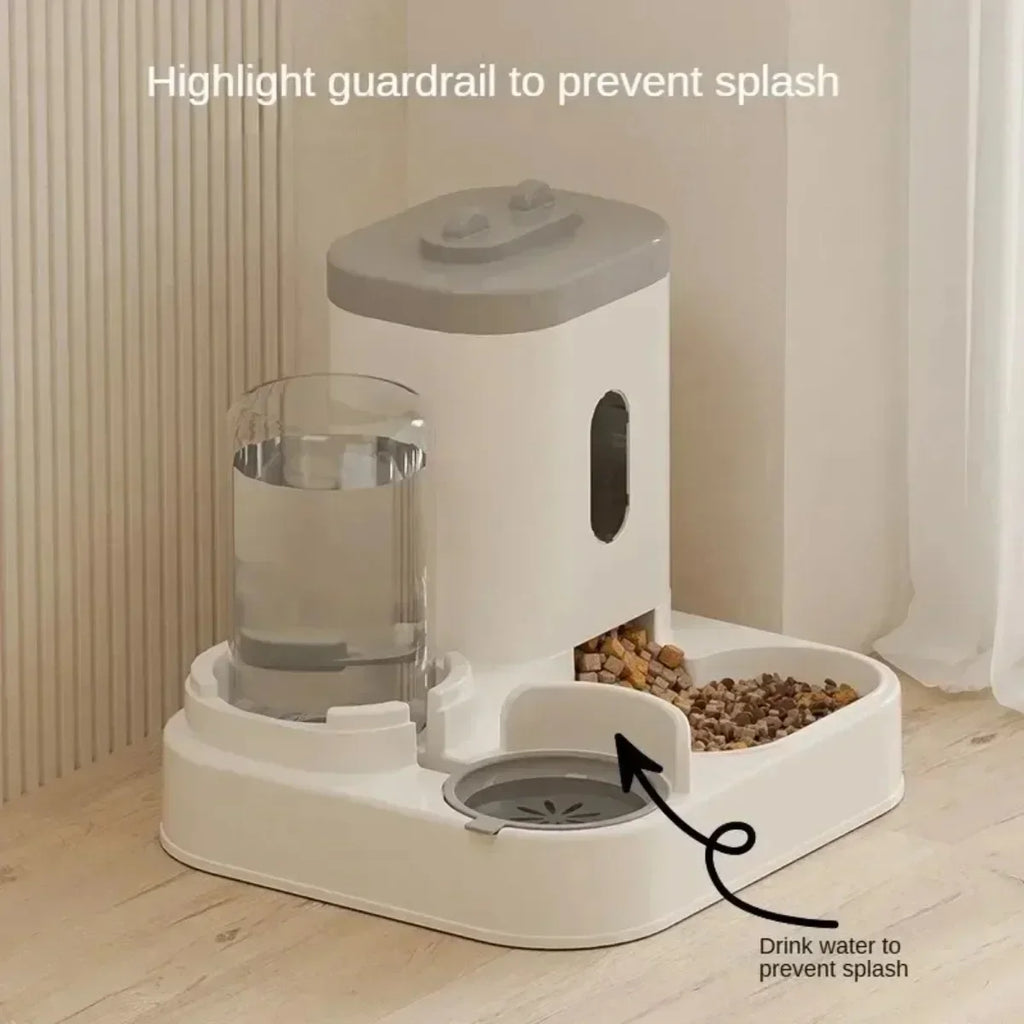 Large Capacity Automatic Feeder Pet Food Bowl With Water Fountain
