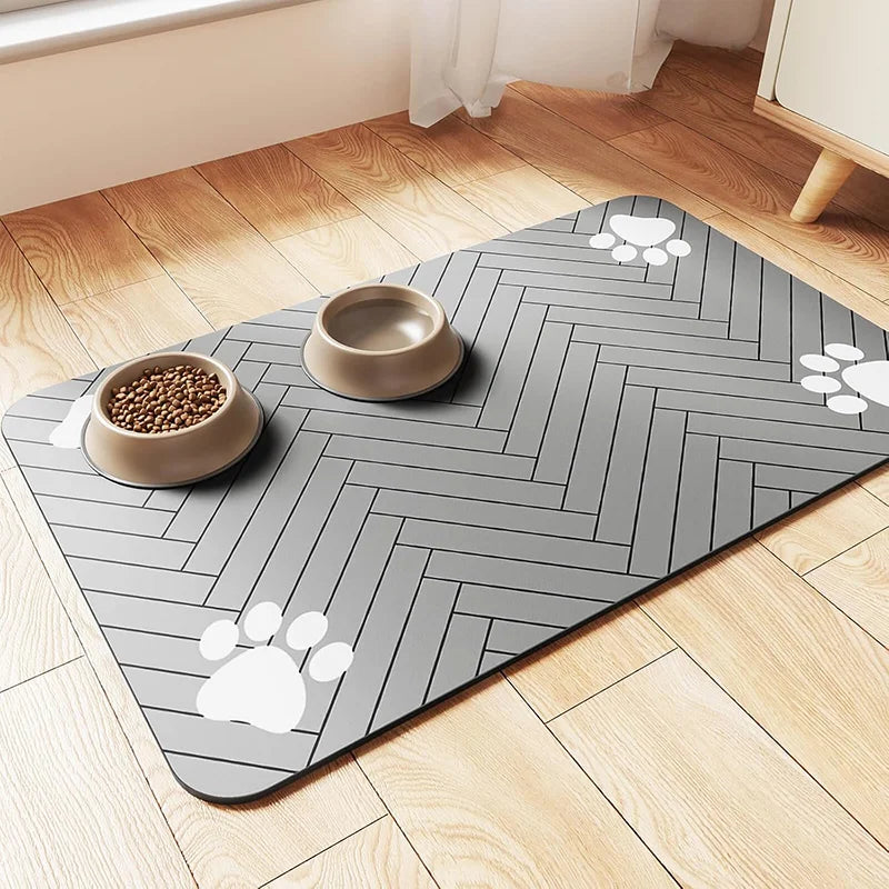 Quick Dry Pet Feeding Placemat With Non-Slip Waterproof Backing