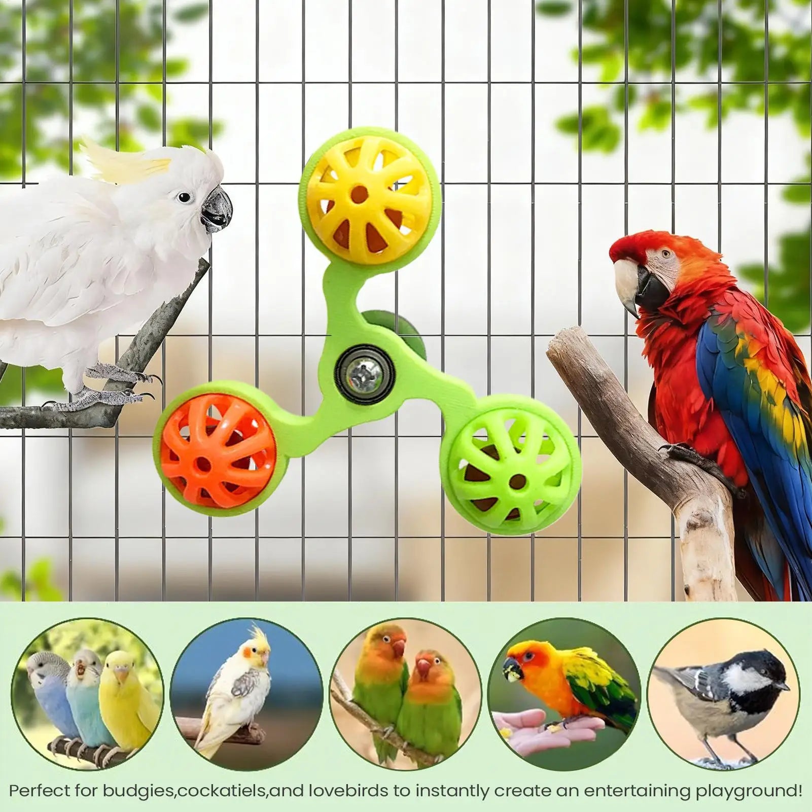 Rotating Windmill Bird Cage Toy For Parrots