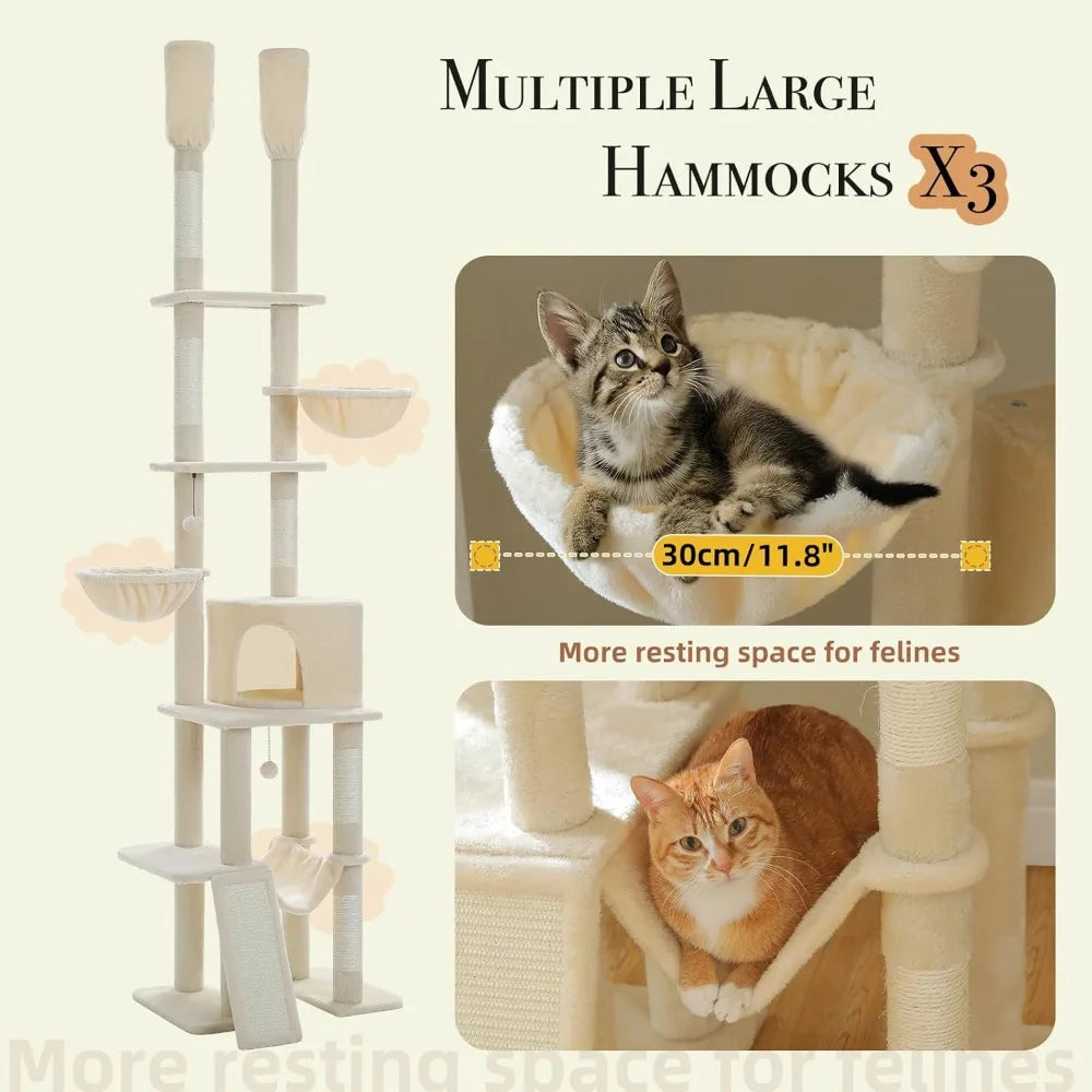 Tall, Adjustable,  7-Tier Cat Tower Tree Height (85-112 Inches)