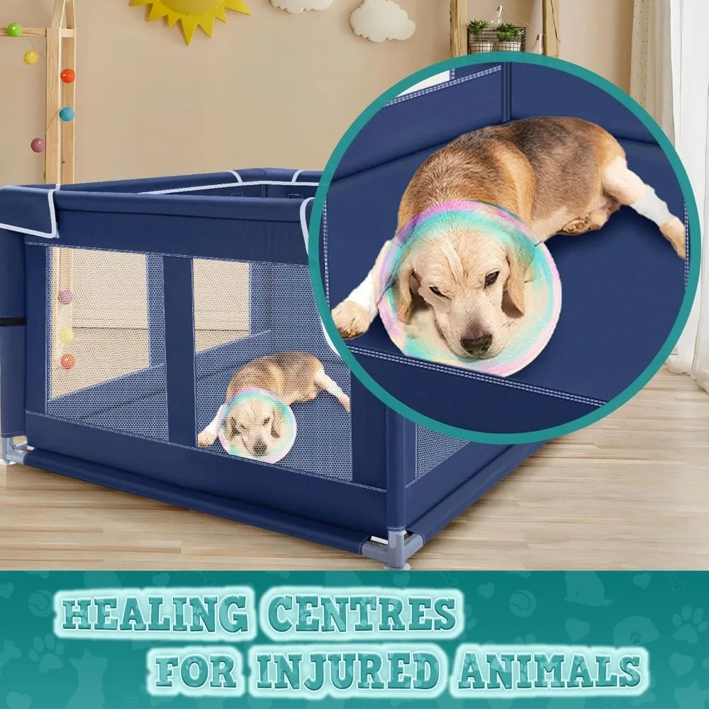 42x42 Inches Puppy Playpen with Gate, Pen with Thickened Fabric, High-Strength Wire Mesh