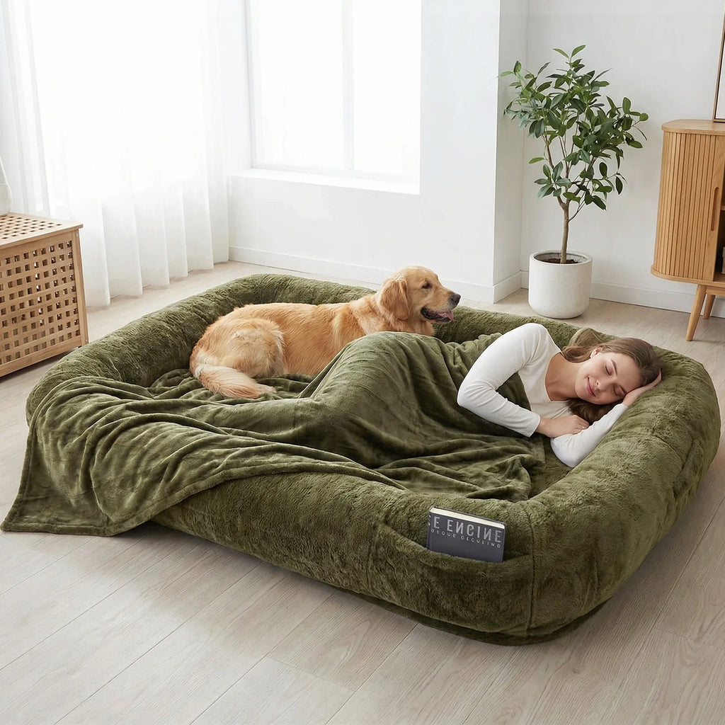 Washable Human and Dog Bed 71x47x12in  Extra Large Comfortable Pet Bed with Soft Blanket for Sleeping