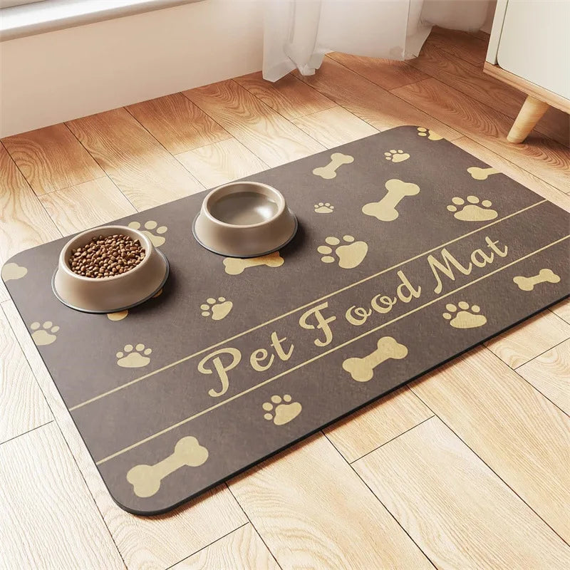 Quick Dry Pet Feeding Placemat With Non-Slip Waterproof Backing