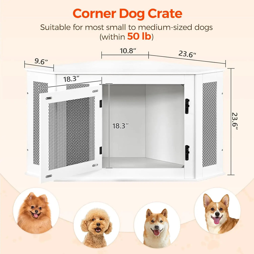 Decorative Corner Wooden Pet Kennel and End Table