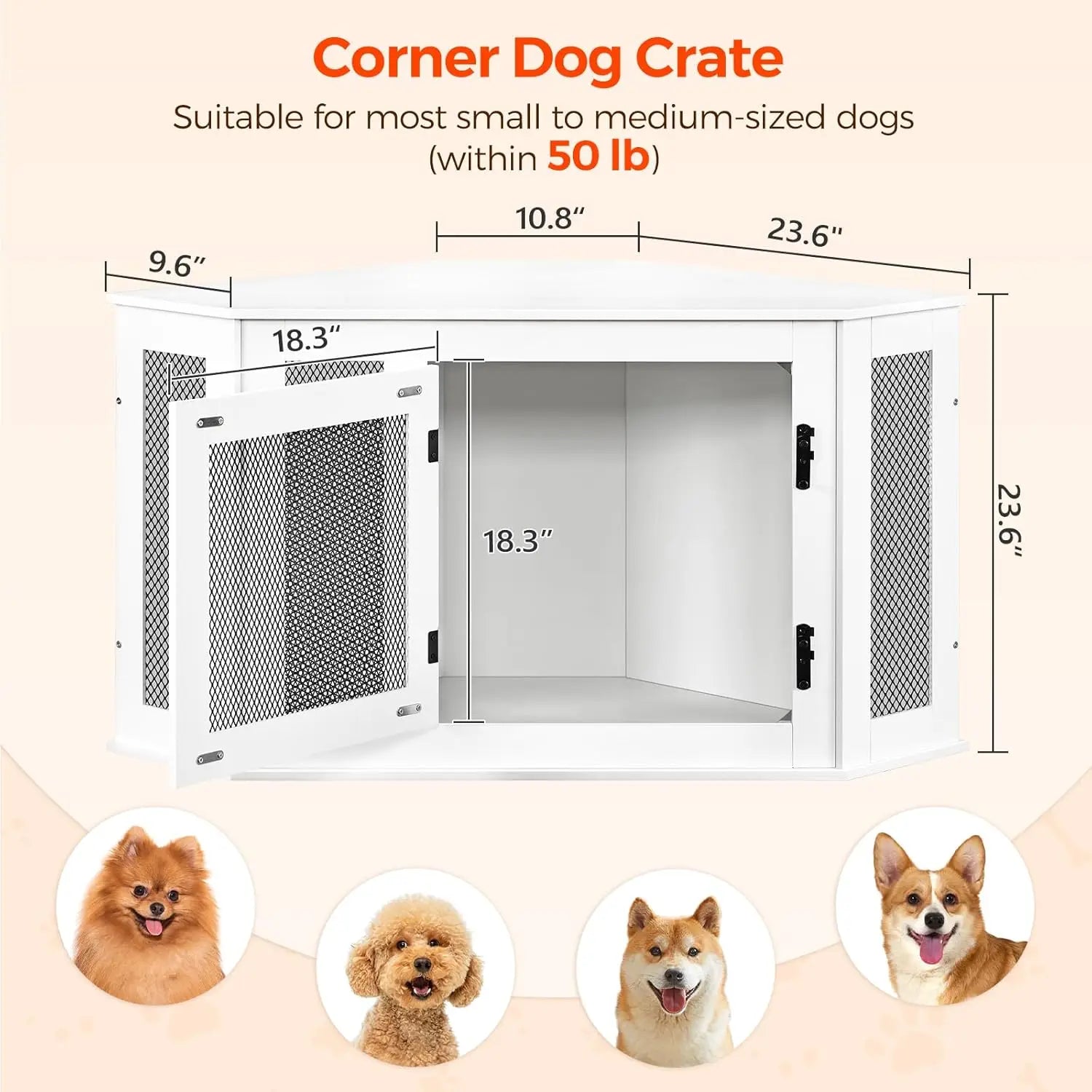 Decorative Corner Wooden Pet Kennel and End Table