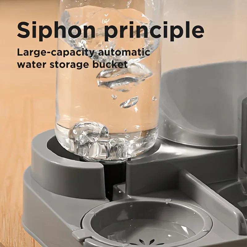 Durable Plastic 2-in-1 Automatic Pet Feeder Water Dispenser Large Capacity Food Water Bowl For Cats Dogs