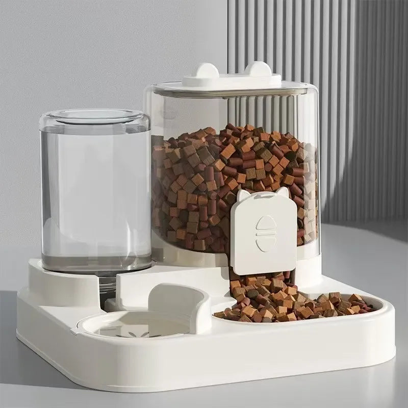 Large Capacity Automatic Feeder Pet Food Bowl With Water Fountain