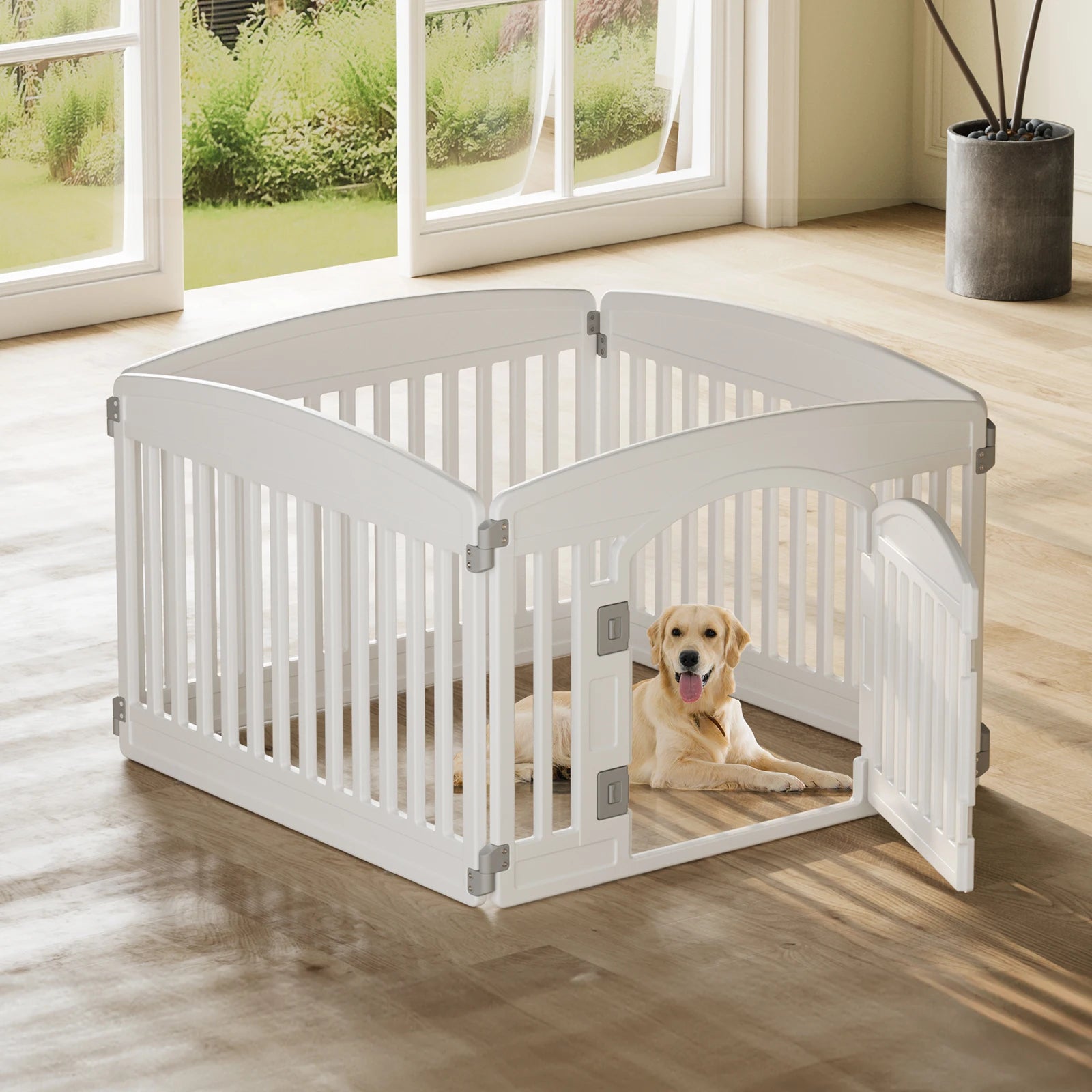 Plastic 6 Panel 24" Expandable Durable Dog Playpen Or Pet Fence for Medium Dogs