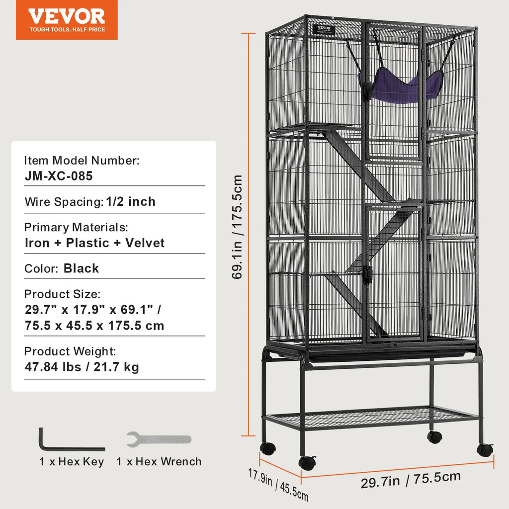 64" Metal Rolling Multi-Level Small Animal Cage