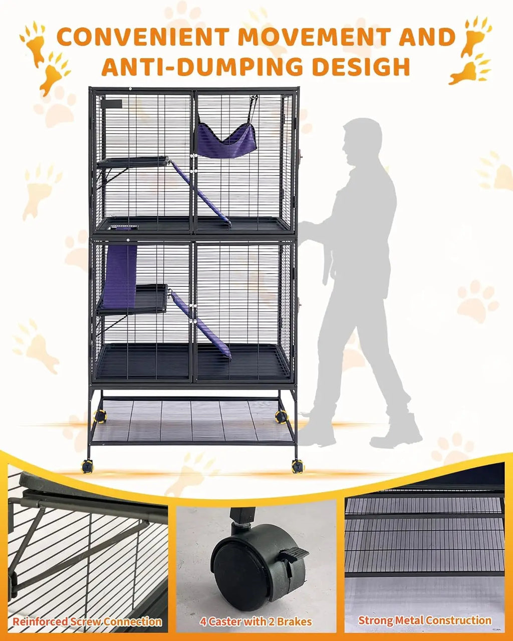 64" Metal Multi-Level Cage for Small Animals