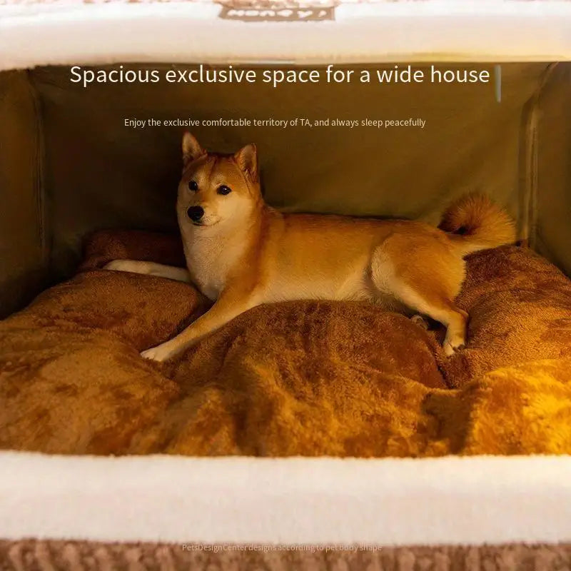 Bear-Shaped Plush Pet Bed with Non-Slip Bottom